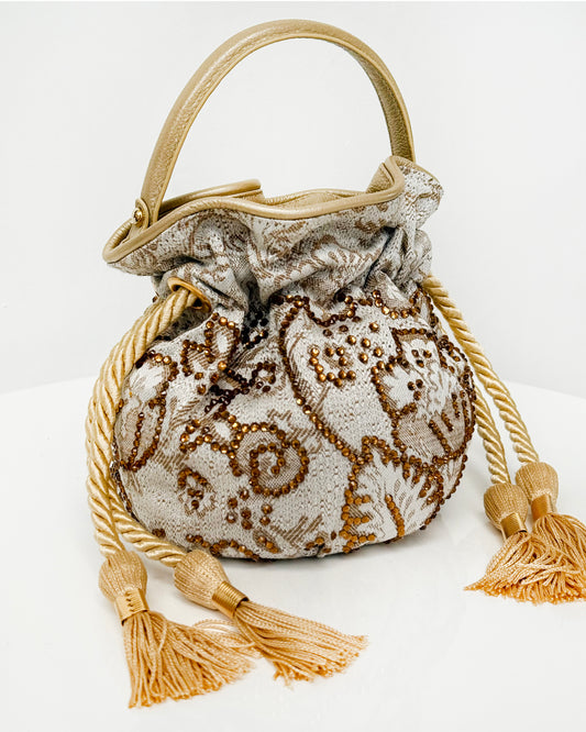 BOUCHER BUCKET BAG FLORES BEIGE