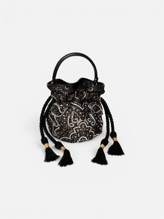 BOUCHER BUCKET BAG NEGRO PLATA