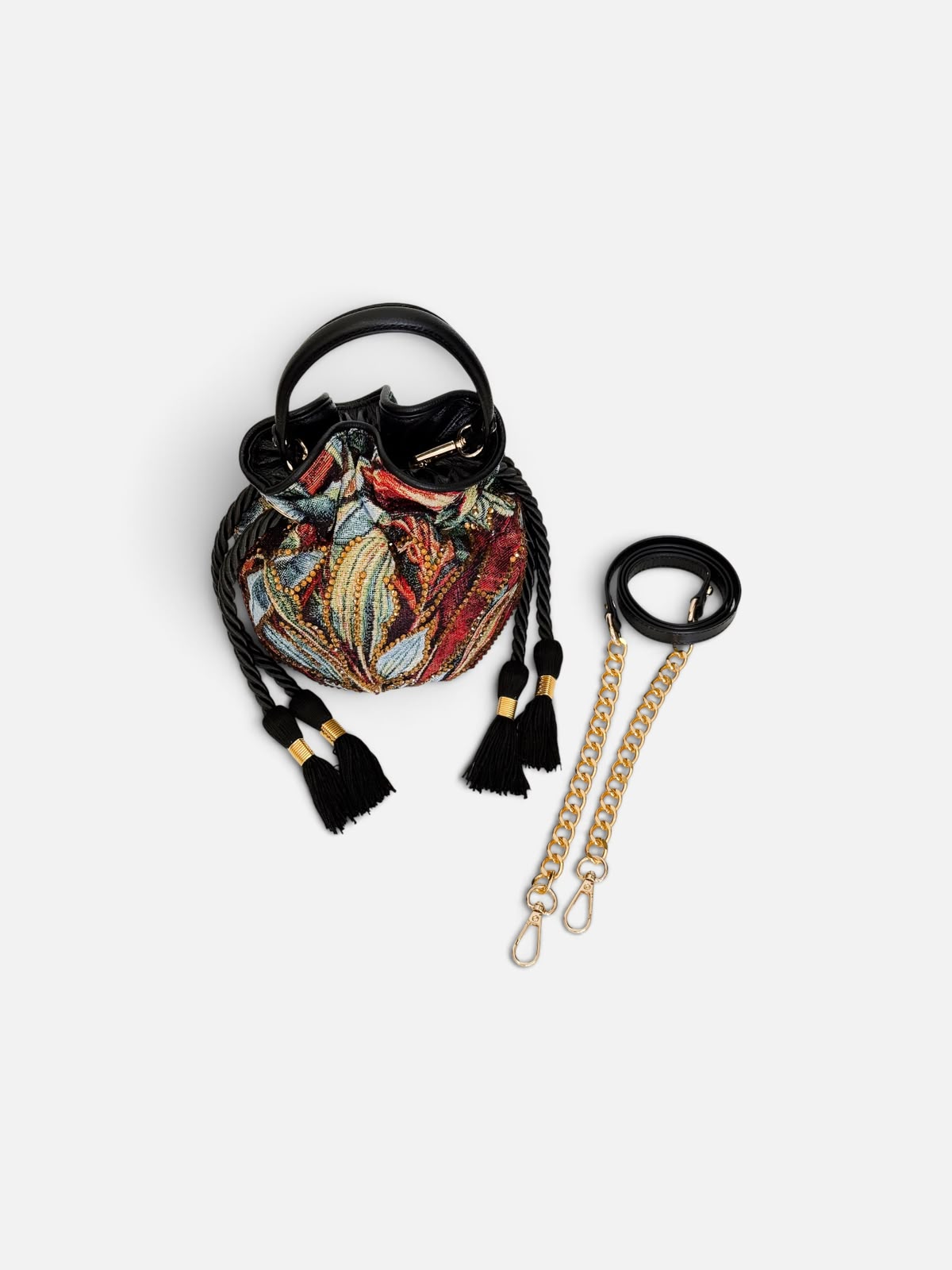 BOUCHER BUCKET BAG FLORES NEGRO