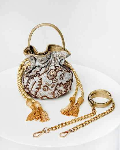 BOUCHER BUCKET BAG FLORES BEIGE