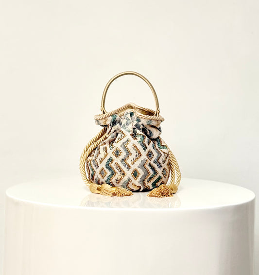 BOUCHER BUCKET BAG -ZIGZAG TURQUESA