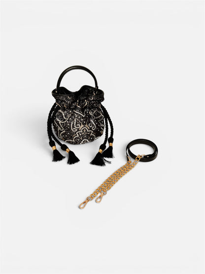 BOUCHER BUCKET BAG NEGRO PLATA