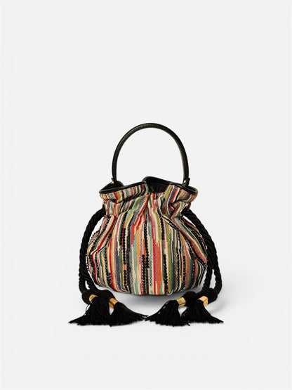 BOUCHER BUCKET BAG RAYAS NEGRO