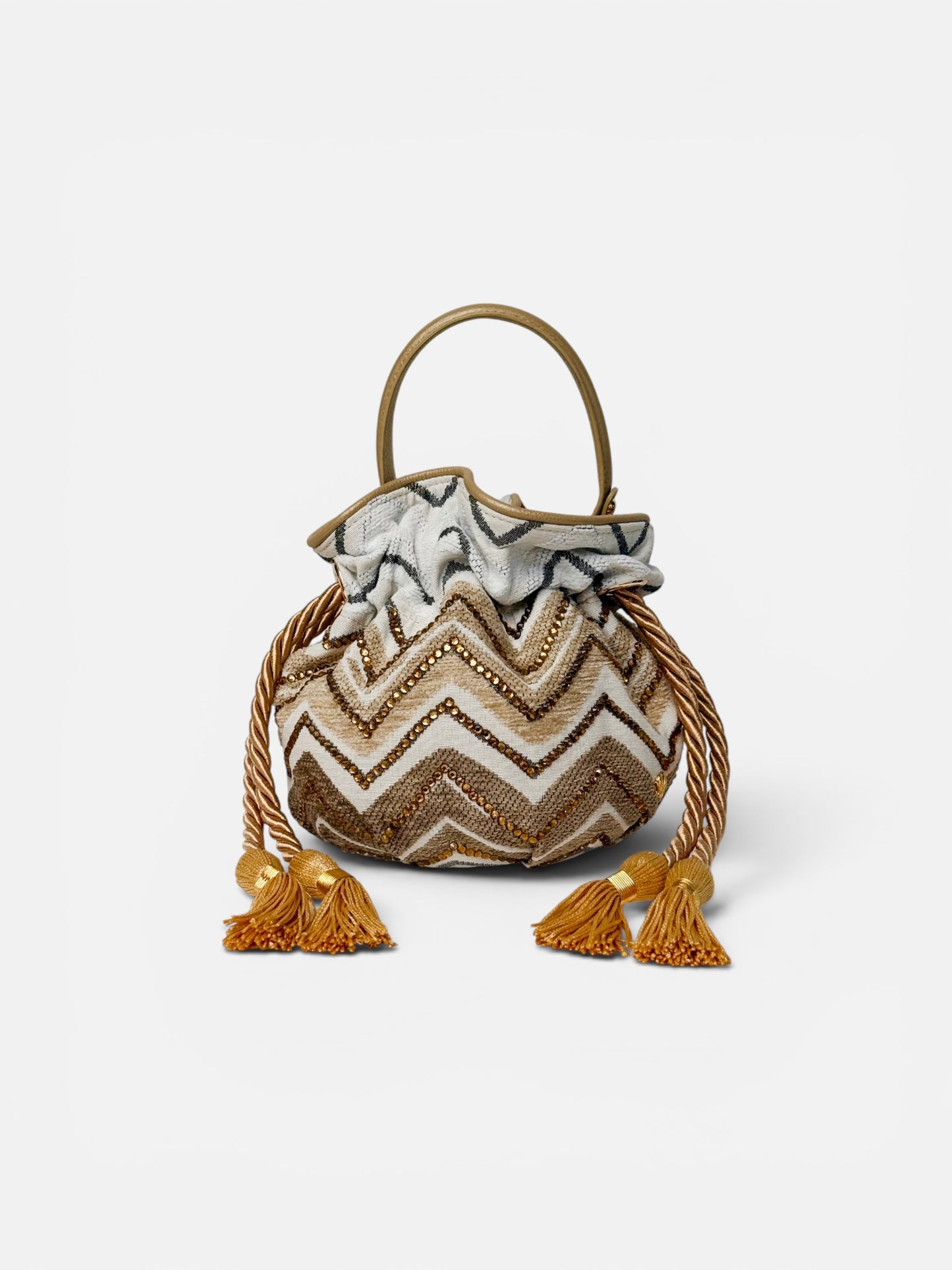 BOUCHER BUCKET BAG ZIG ZAG BEIGE