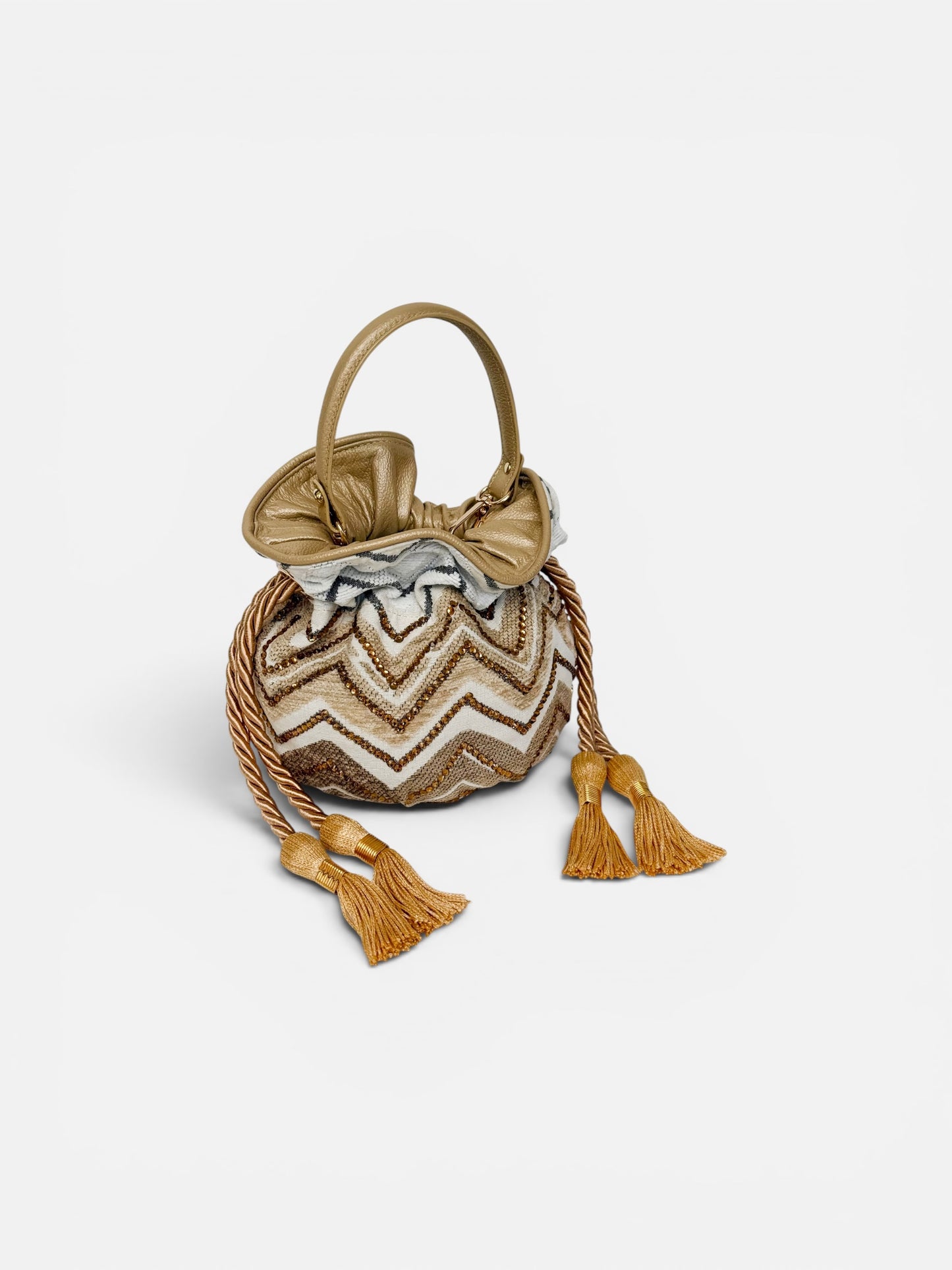 BOUCHER BUCKET BAG ZIG ZAG BEIGE