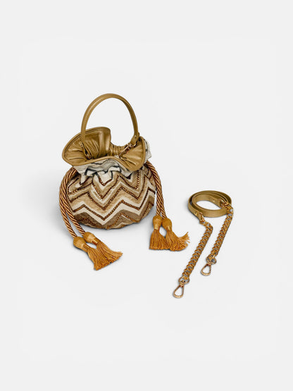 BOUCHER BUCKET BAG ZIG ZAG BEIGE