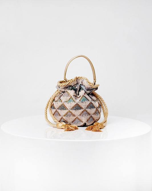 BOUCHER BUCKET BAG - TRIANGULOS TURQUESA